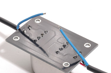 Input Transformer Board Solder Side with Shrink Tubing Shrunk