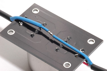 Input Transformer Board Solder Side with Third Piece of Shrink Tubing